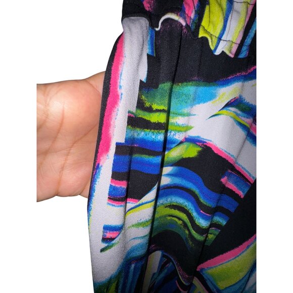 Soho New York & Company Street Abstract Jogger Neon Pants Large Athleisure 80’s - Picture 4 of 8